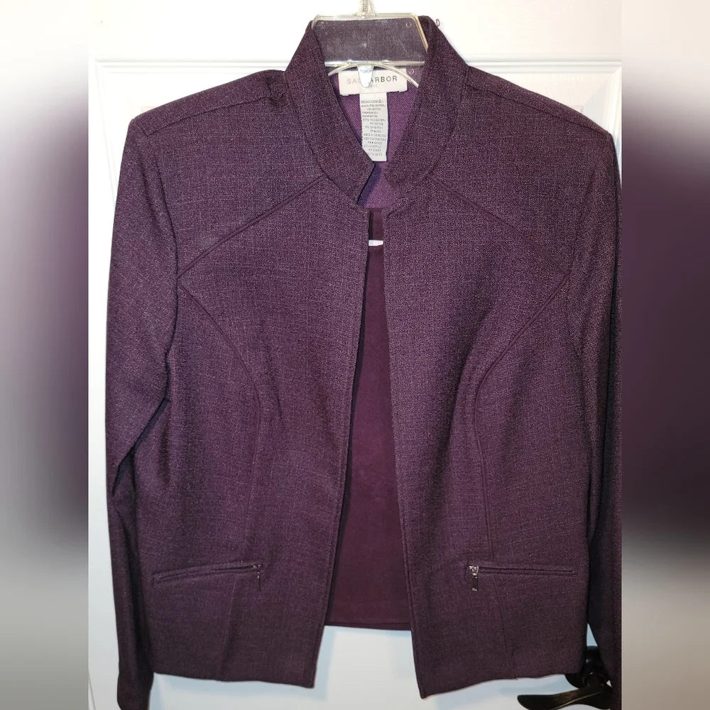 Ladies Size 14 3 Piece Plum Colored Pant Suit - Picture 7 of 9